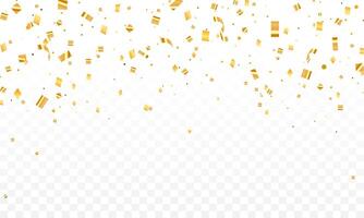 Gold confetti luxury background. Falling shiny golden confetti isolated on background, vector
