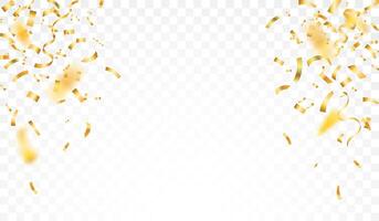 Gold confetti. Confetti celebration party background design, Falling shiny golden confetti isolated on background vector