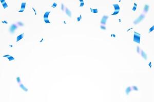 Blue confetti. Shiny ribbons falling on abstract background. Design template for party celebration and birthday banner background, confetti, vector