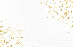Gold confetti. Confetti celebration party background design, Falling shiny golden confetti isolated on background vector