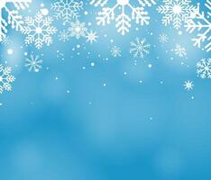 Christmas snow. Abstract light white snow with white dots watercolor and Winter snowflake on blue background. Falling snowflakes vector