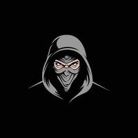 mysterious man with a mask over his mouth, the background color is black vector