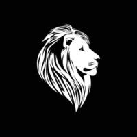 black and white lion head on black background vector