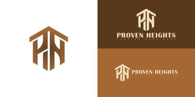 Modern initial hexagon letter PH or HP logo in brown color isolated on multiple background colors. The logo is suitable for custom construction company logo design inspiration templates. vector
