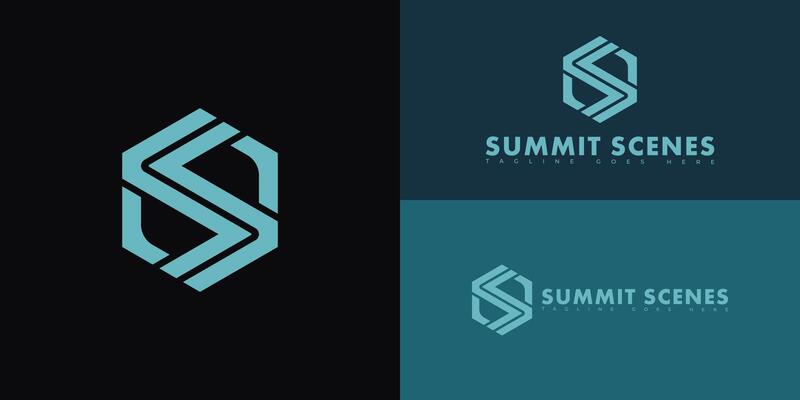 Modern initial hexagon letter S or SS logo in blue color isolated on multiple background colors. The logo is suitable for the production family of film studio logo design inspiration templates.