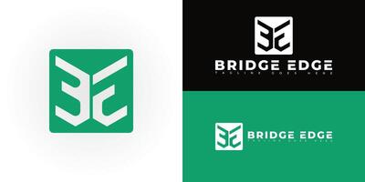 Modern square initial letter BE or EB logo in green color isolated on multiple background colors. The logo is suitable for software company logo design inspiration templates. vector