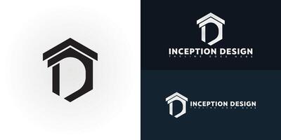 Modern initial hexagon letter ID or DI logo in blue color isolated on multiple background colors. The logo is suitable for building construction company logo design inspiration templates. vector