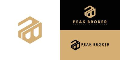 Modern initial hexagon letter PB or BP logo in gold color isolated on multiple background colors. The logo is suitable for real estate service company logo design inspiration templates. vector