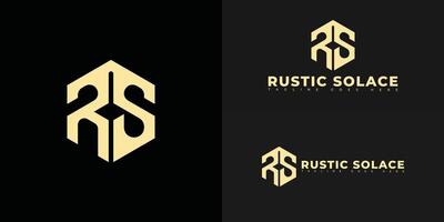 Modern initial hexagon letter RS or SR logo in gold color isolated on multiple background colors. The logo is suitable for residential development project logo design inspiration templates. vector