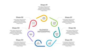 Workflow Infographic 7 Steps to Success. Business Presentation, Banner, Plan, Report, Poster and Brochure. vector
