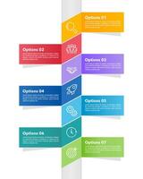 Vertical brochure infographic 7 options. Business presentation, Banner, Poster, Strategy and Marketing. vector