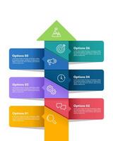 Vertical infographic with up arrows with 6 steps to success. Business presentation, Banner, Brochure and Strategy. vector