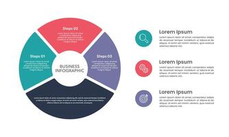 Infographic circle 3 Steps to Success. Business Presentation, Banner, Plan, Report, Poster and Brochure. vector