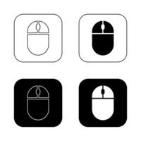 Computer mouse icon set on black square vector