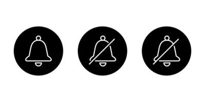 Notification and silent bell icon on black circle vector