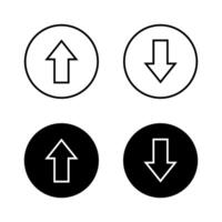 Up and down arrow line icon on black circle vector