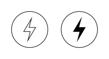 Energy, lightning icon on circle line vector