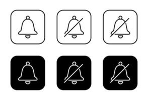 Notification and silent bell icon in black square vector