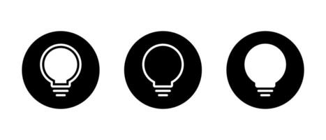 Light bulb icon set on black circle. Lamp sign symbol vector