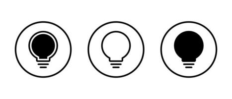 Light bulb icon set on circle line. Lamp sign symbol vector