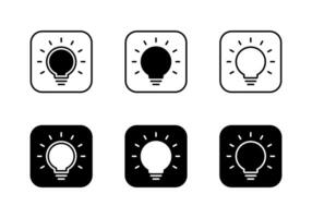 Light bulb, lamp icon set on black square vector