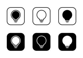 Light bulb icon set on black square. Lamp sign symbol vector
