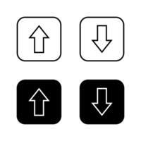 Up and down arrow line icon on black square vector