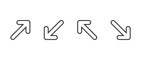 Upward rightward, downward leftward, upward leftward, and downward rightward icon in line style vector