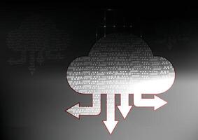 Futuristic white cloud with digital transformation abstract new technology background. Artificial intelligence and big data concept. Cloud storage. A digital service vector