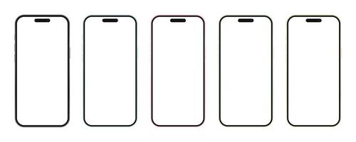 Realistic smartphone mockup. Trendy colorful mobile phone front view. Smartphone with blank white screen vector