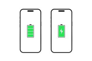 Realistic template of smartphone during battery charging process. Mobile phone charging display on smart phone screen vector