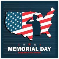 Memorial Day with flags and soldiers. Remembering and honoring all who have served. Memorial Day concept. Flat illustration. vector