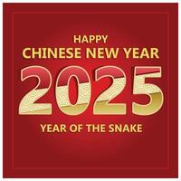 Chinese New Year 2025 in red and gold. 2025, the year of the snake. Chinese New Year 2025 concept. Flat illustration. vector
