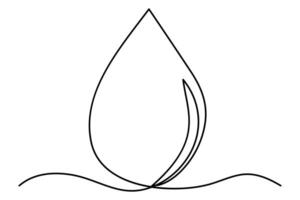 Elegant one line drawing of water drop outline vector