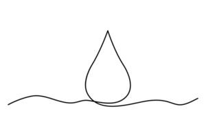 Continuous one line drawing of Water drop, rain drop art illustration vector