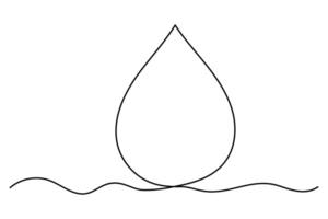 Simple one line water drop outline drawing vector