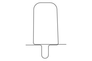 Continuous One line drawing of Ice cream single line illustration.editable stroke. isolated on white background vector