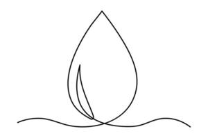 Minimalist one line drawing of water drop design vector