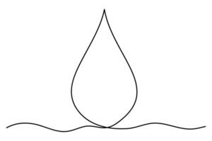 Water drop, rain drop single line drawing outline illustration vector