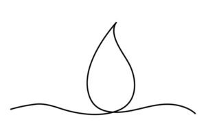 Continuous one line drawing of water drop, rain drop concept isolated art illustration vector