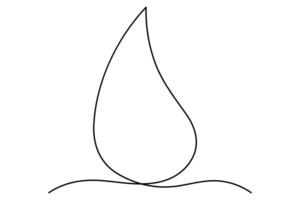 Simple water drop outline drawn with one line vector
