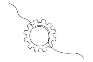 Continuous one line drawing of Setting icon isolated on white background outline illustration vector