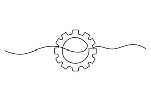 Continuous line art setting icon for UI and web design vector