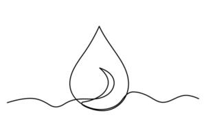 Water drop, rain drop single-line drawing of art illustration vector