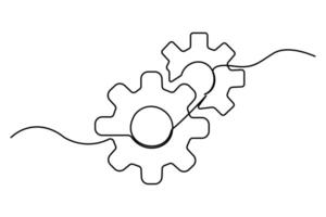 Setting icon continuous one line drawing illustration vector