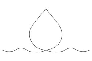 Fluid one line water drop drawing for design projects vector