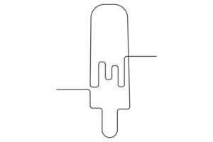 Continuous One line drawing of Ice cream isolated on white background vector