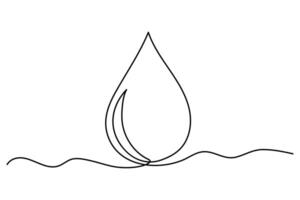 Continuous one line drawing of Water drop, rain drop art illustration vector