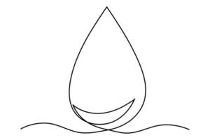 Simple one line water drop outline drawing vector
