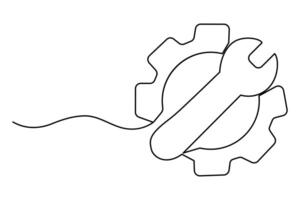 Elegant one line drawing setting icon illustration vector